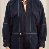 Hephaestus Navy Boucle Stripe Boilersuit