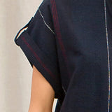 Athena Navy Boucle Stripe Tunic Dress